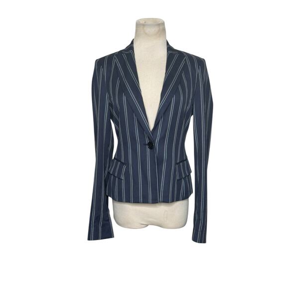 BCBGMaxAzria blue gray pinstripes long sleeves blazer size XS - Picture 7 of 15